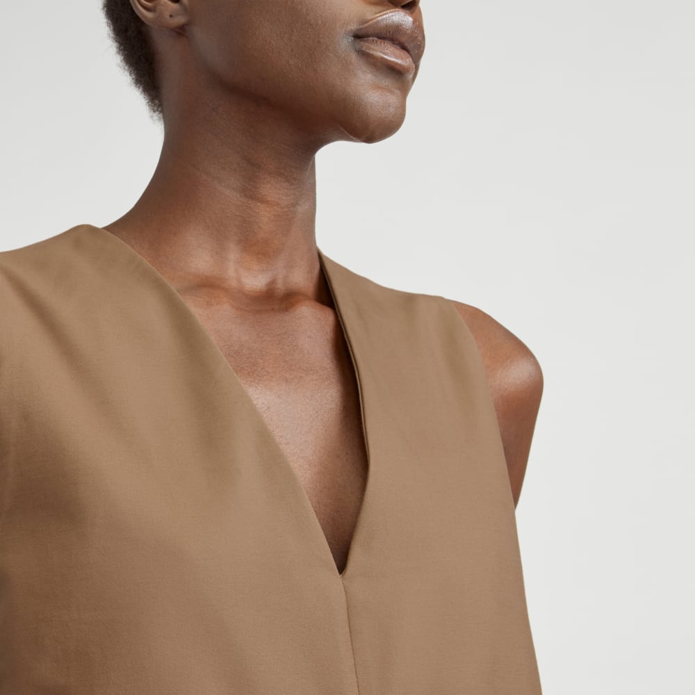 The Structured Cotton Jumpsuit in Toasted Coconut — detail view