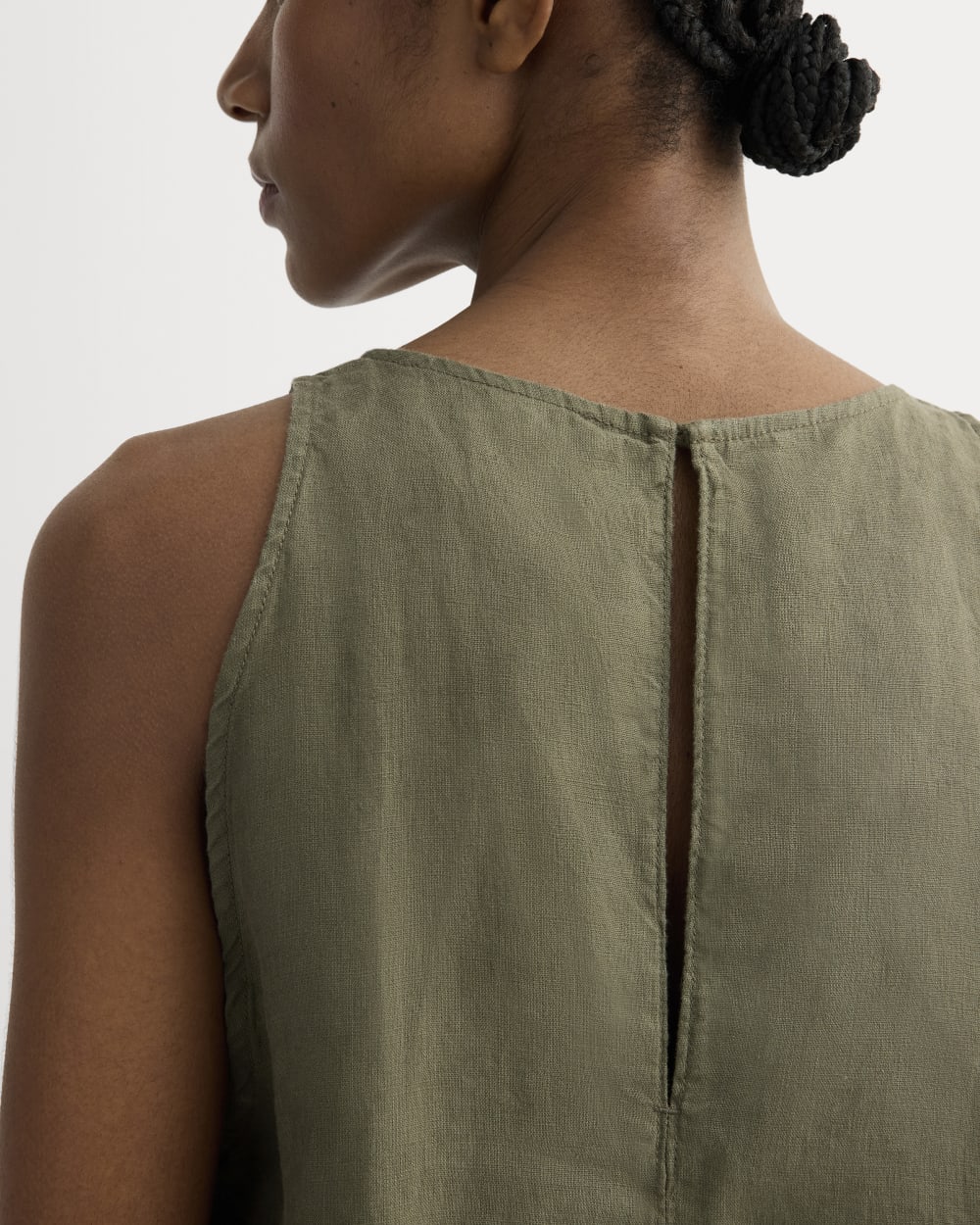The Linen High-Neck Tank in Kalamata — detail view