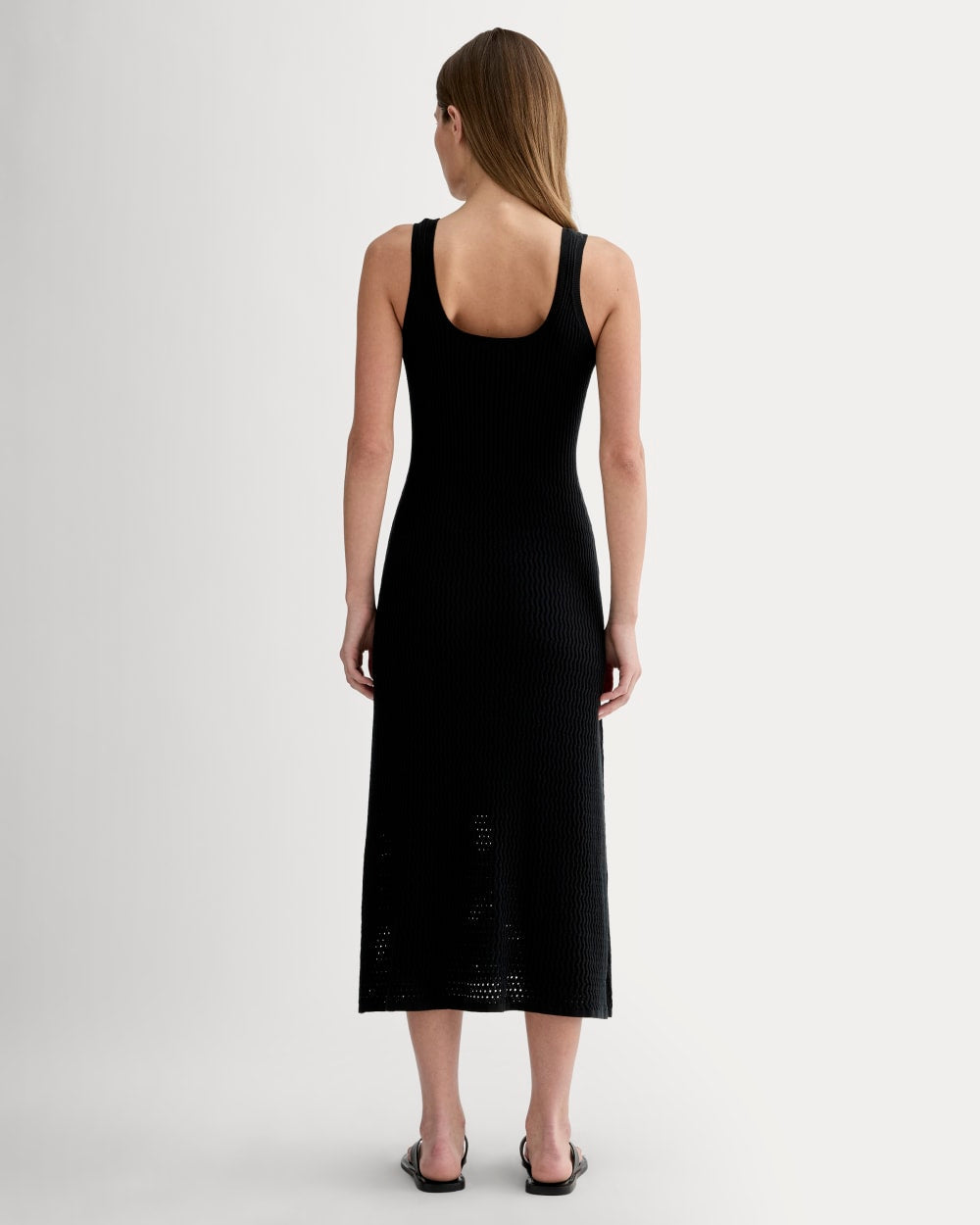The Crochet Knit Tank Dress in Black — detail view