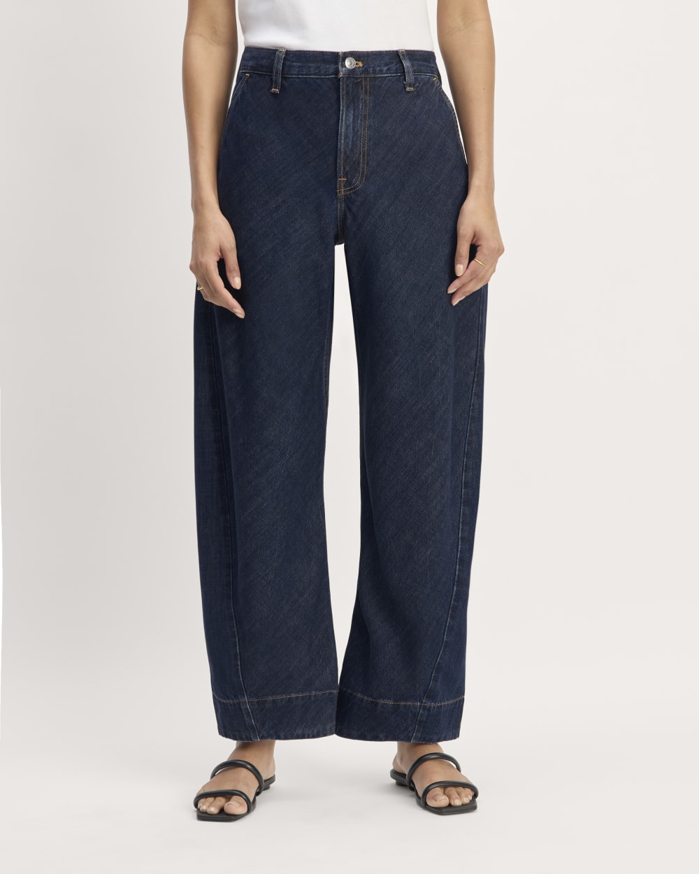 The Summer Barrel Jean in Deep Sea Wash — detail view