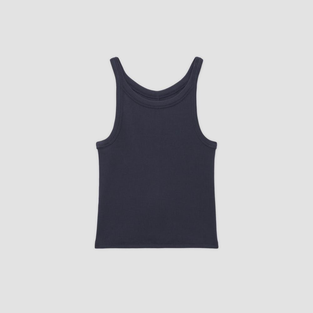 The Supima® Micro-Rib Cropped Tank in Navy — alternate view