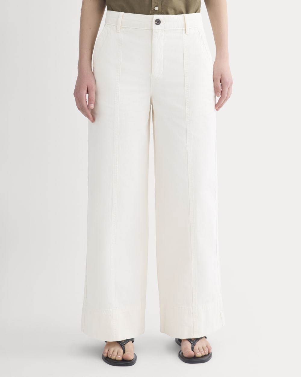 Seamed Wide-Leg Pant in Bone — detail view