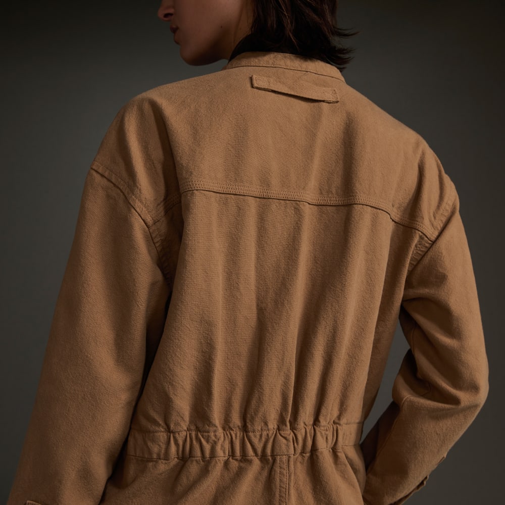 The Canvas Organic Cotton Coverall in Cappuccino — detail view