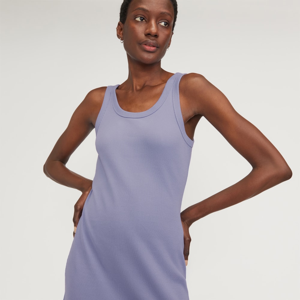 The ’90s Rib Dress in Cornflower Blue — detail view