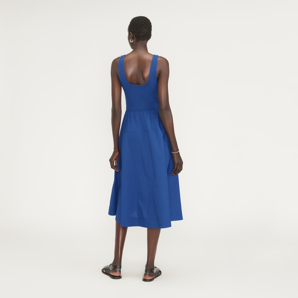 The Riviera Dress in Mazarine Blue — detail view