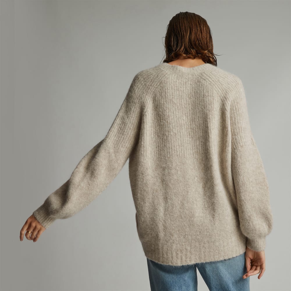 The SuperFuzz Alpaca Oversized Crew in Light Oat — detail view