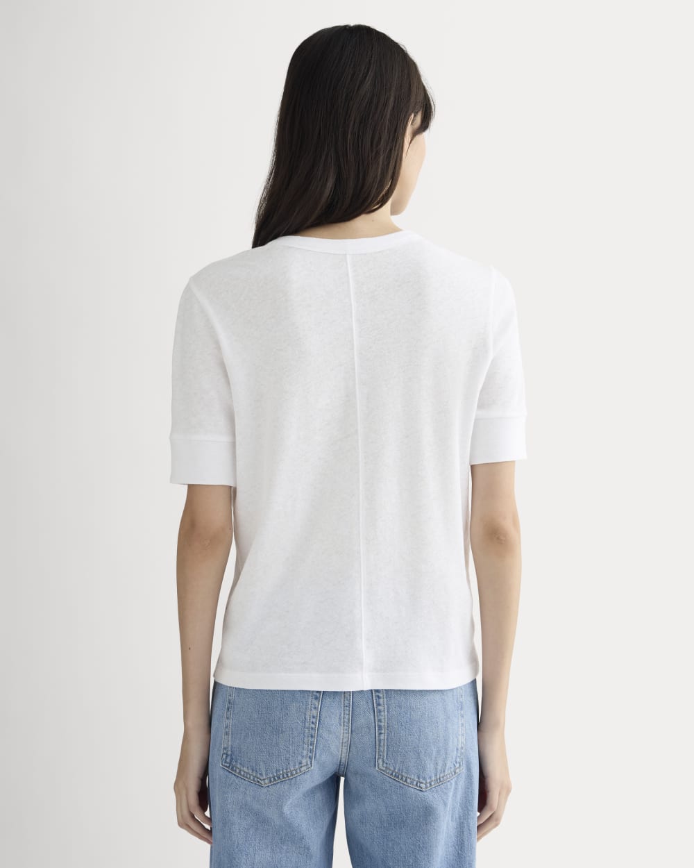 The Henley in Cotton Linen in White — detail view