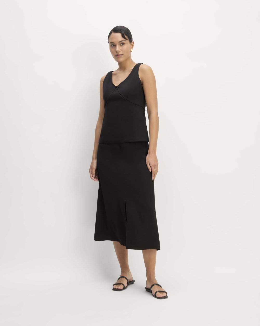 The Dream V-Neck Top in Black — detail view