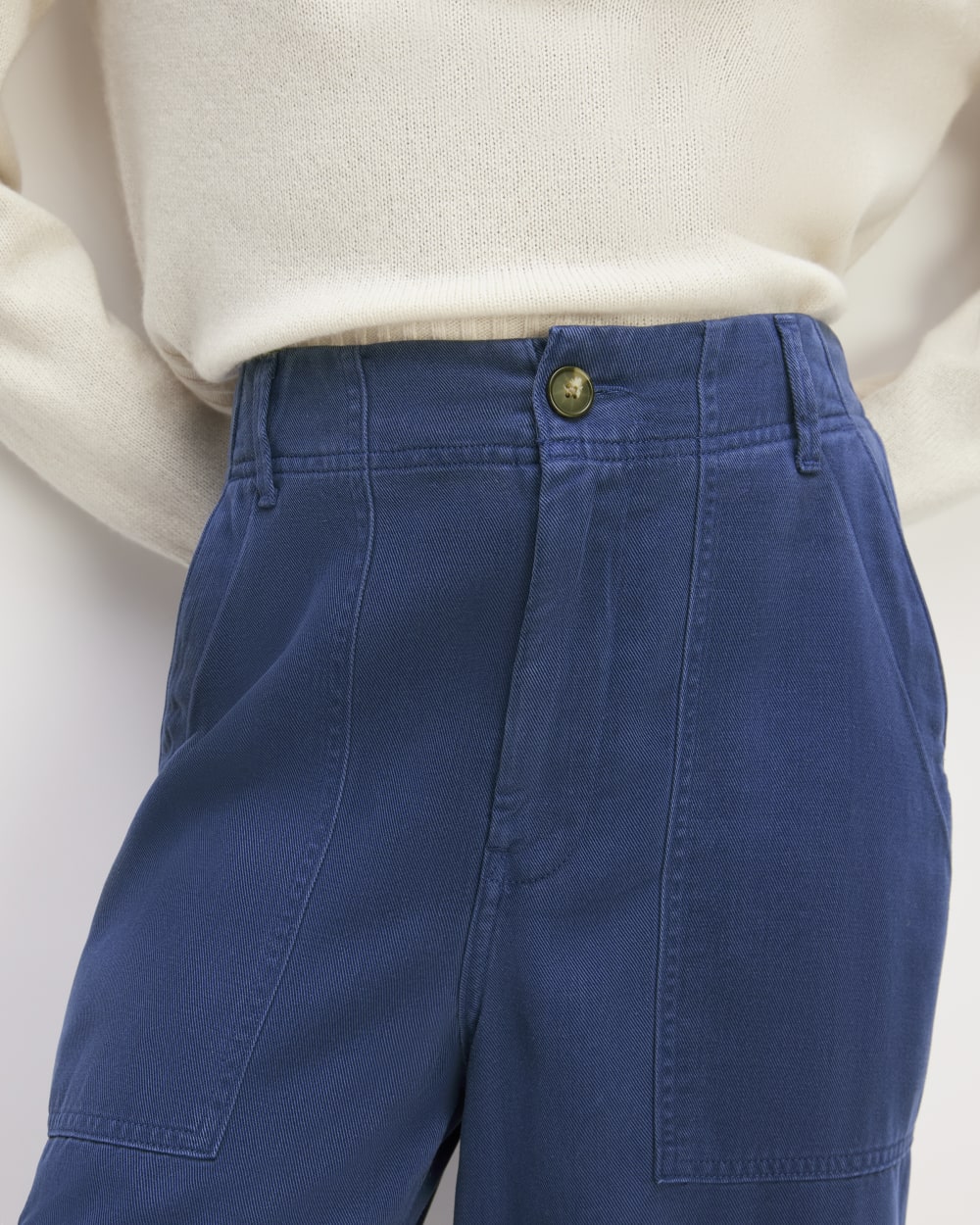 The Utility Pant in Buttersoft in Bellwether Blue — detail view