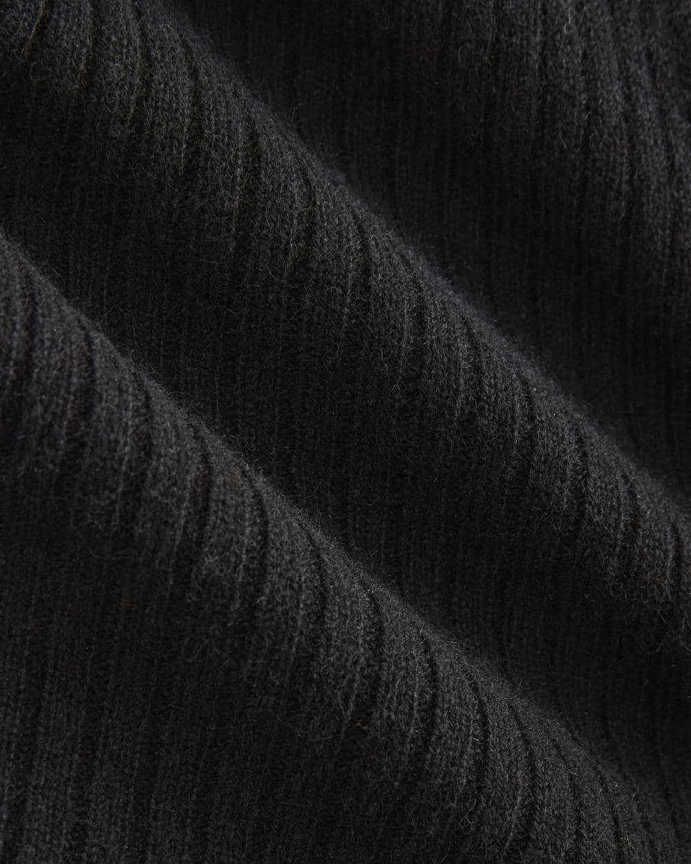 Cashmere Ribbed V-Neck Cardigan in Black — detail view