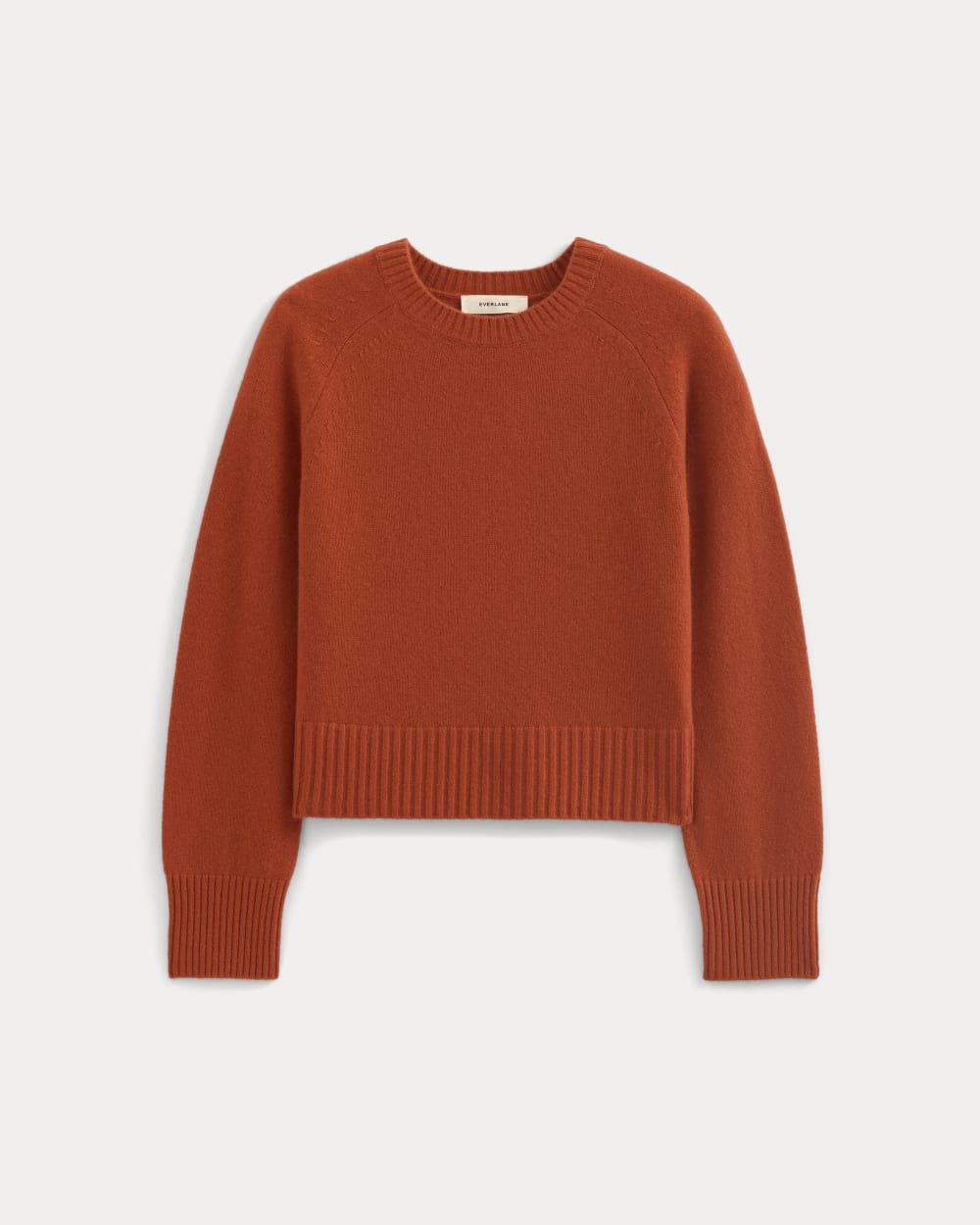 The Boxy Crew in Cashmere in Rust — alternate view