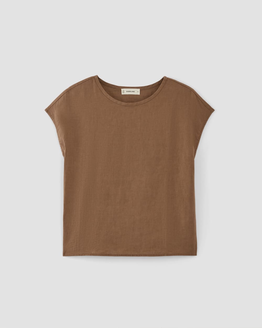 The Muscle Top in Linen in Carob Brown — alternate view