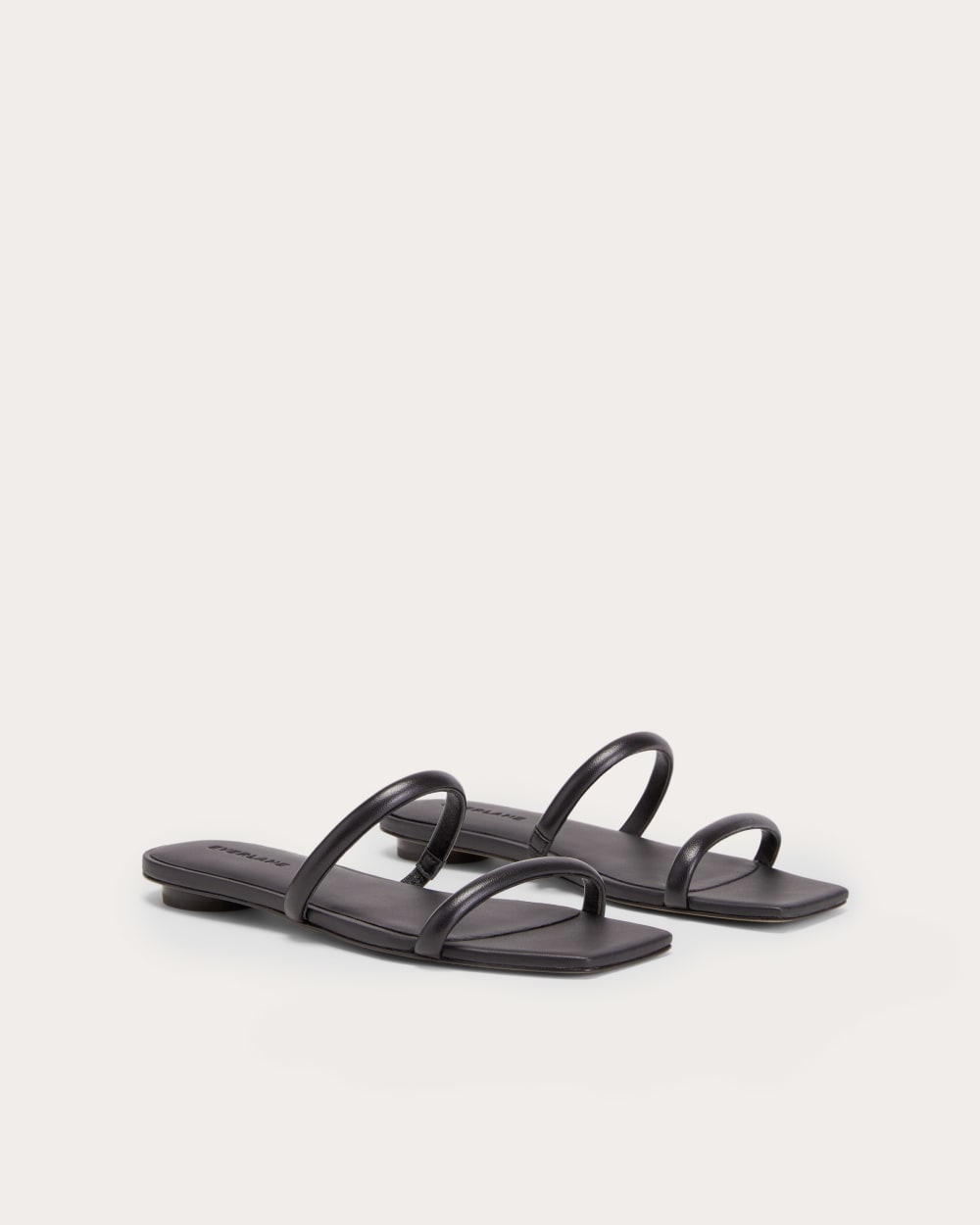The Double Strap Sandal in Black — detail view