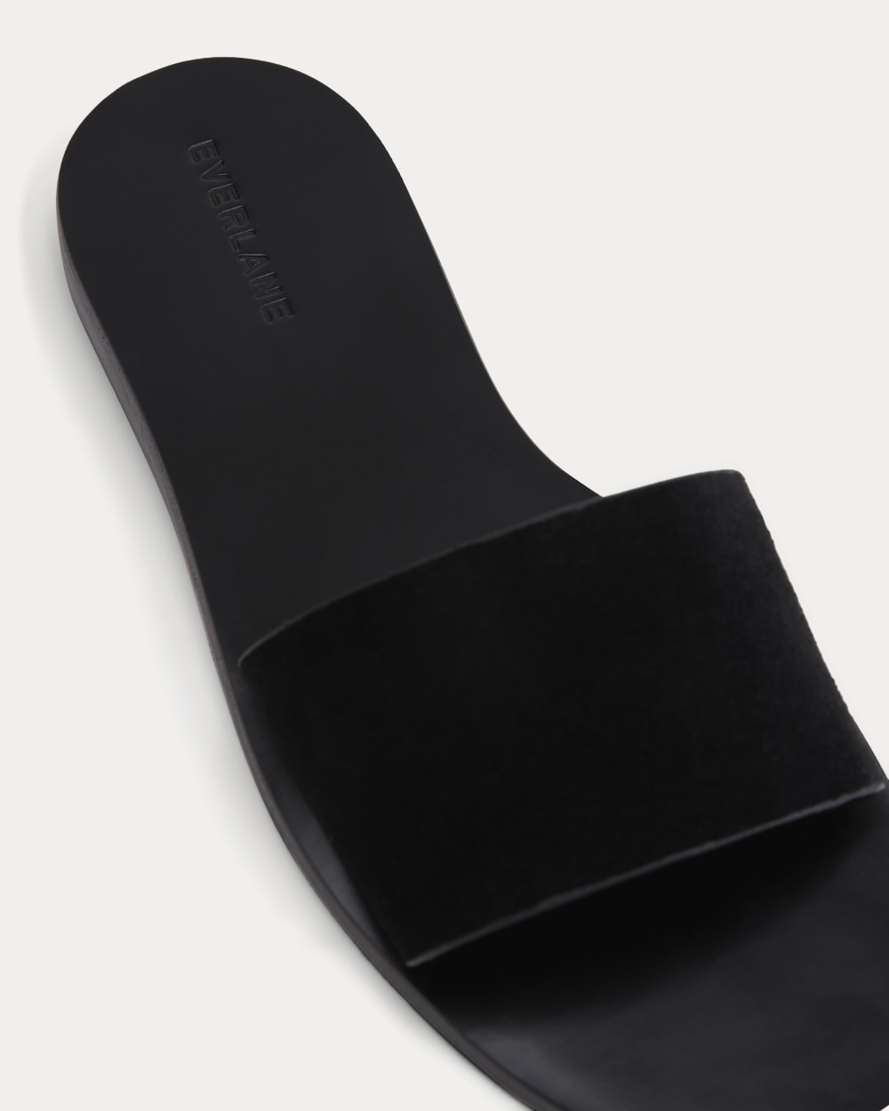 Suede Slide Sandal in Black Suede — detail view