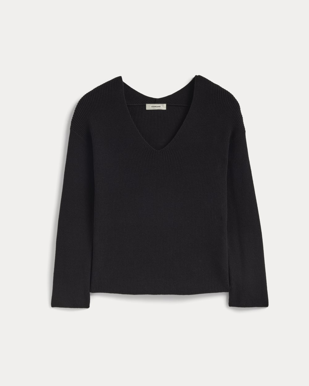 The Slouchy V-Neck in Everyday Cotton in Black — alternate view