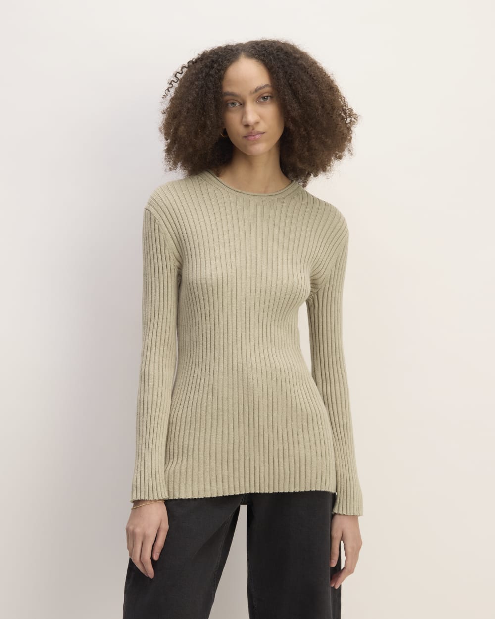 The Cotton Rib Crew in Trench Coat Khaki — front view