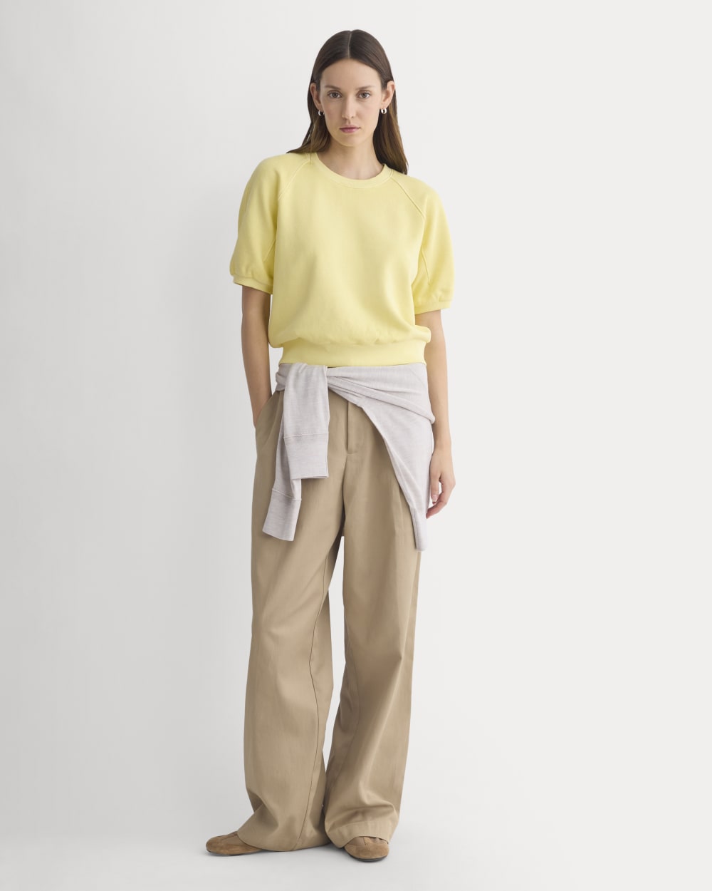 Lightweight Terry Blouson Short-Sleeve Crew in Passion Fruit — detail view