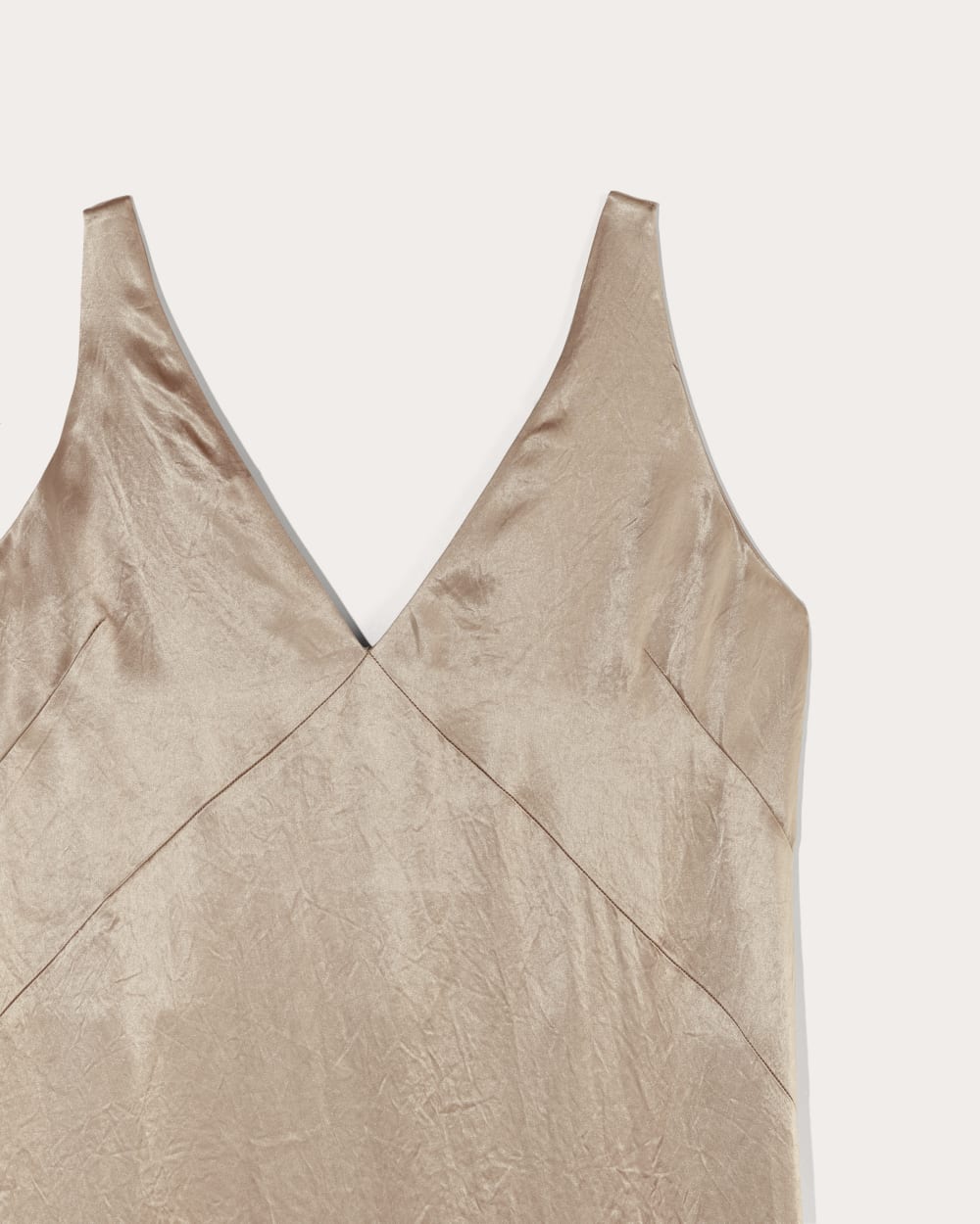 The Satin Slip Dress in Champagne — detail view