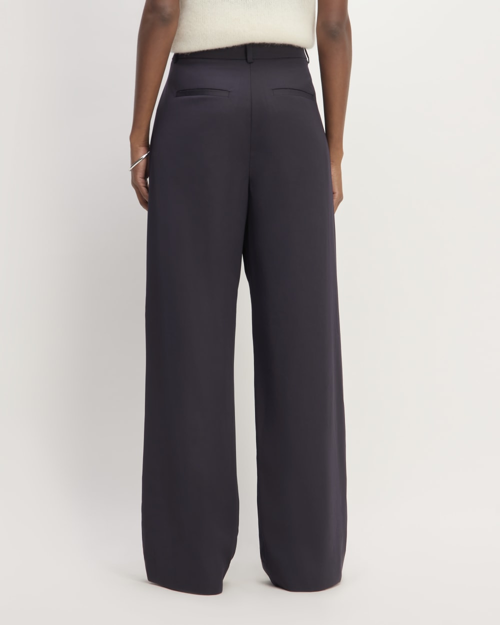 The Italian Wool Way-High® Drape Pant in Navy — detail view