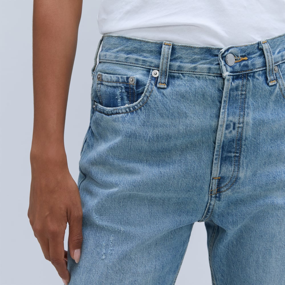 The Rigid Slouch Jean in Broken-In Blue — detail view