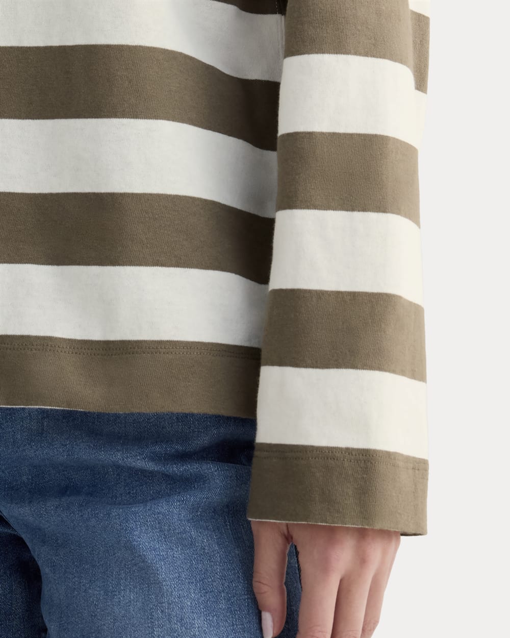 The Mariner Rugby Top in Deep Taupe / Bone — detail view