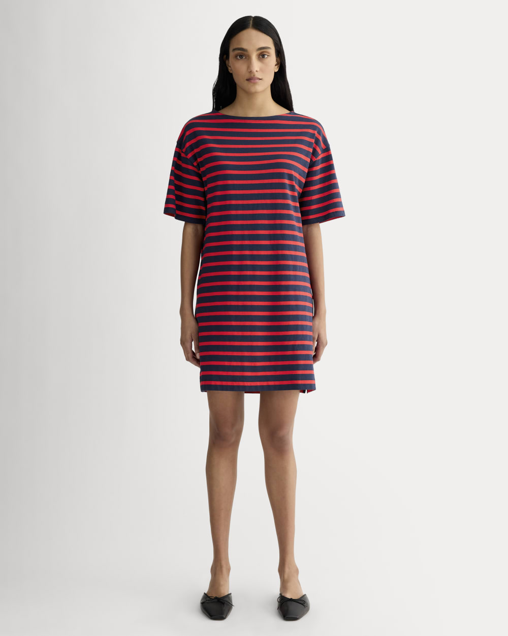 The Mariner Dress in Navy / Classic Red — front view