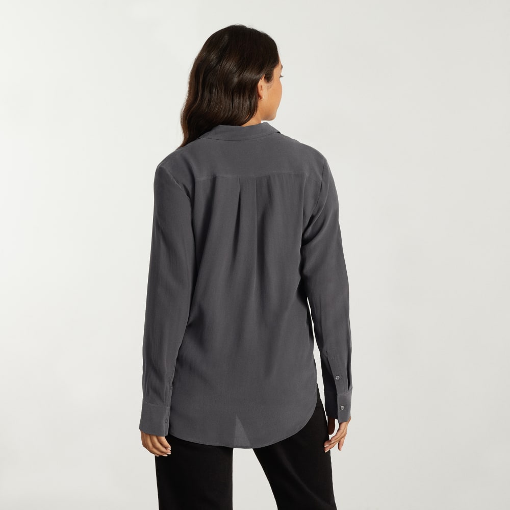 The Must-Have Shirt in Washable Silk in Slate Grey — detail view