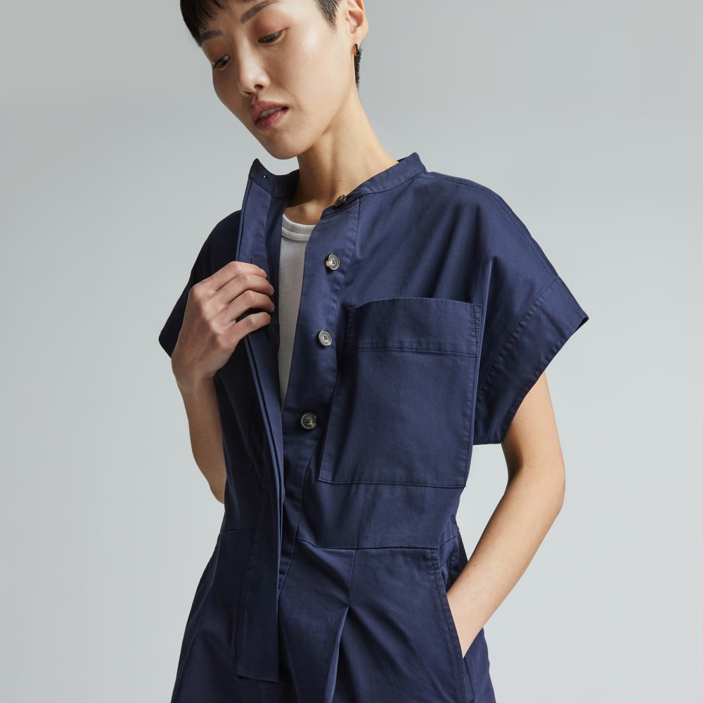 The Easy Workwear Jumpsuit in Navy — detail view