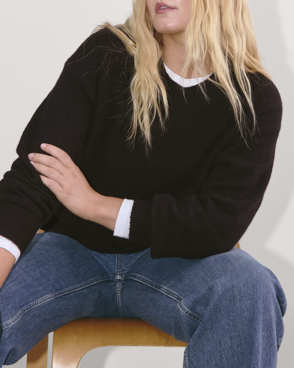 The Cocoon Crew in Plush Cotton in Black — detail view