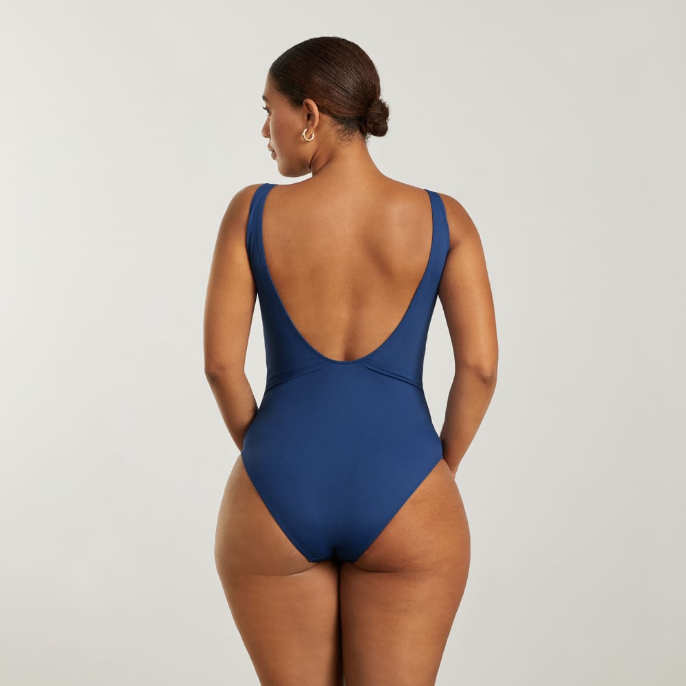 The Square-Neck One-Piece in Blue Dusk — detail view