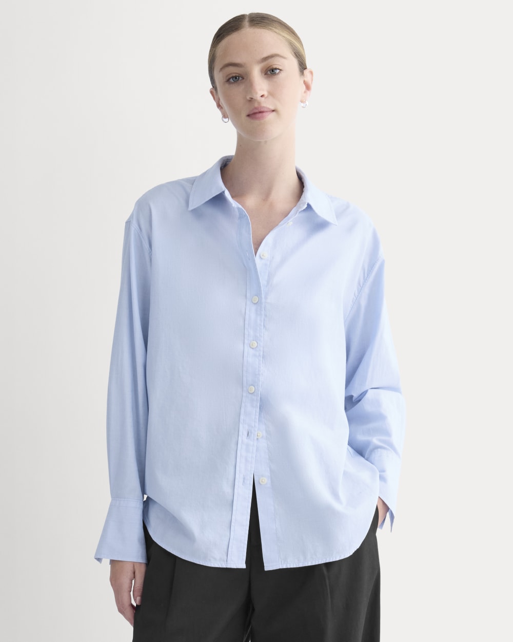 Everyday Shirt in Silky Cotton in Light Blue — front view
