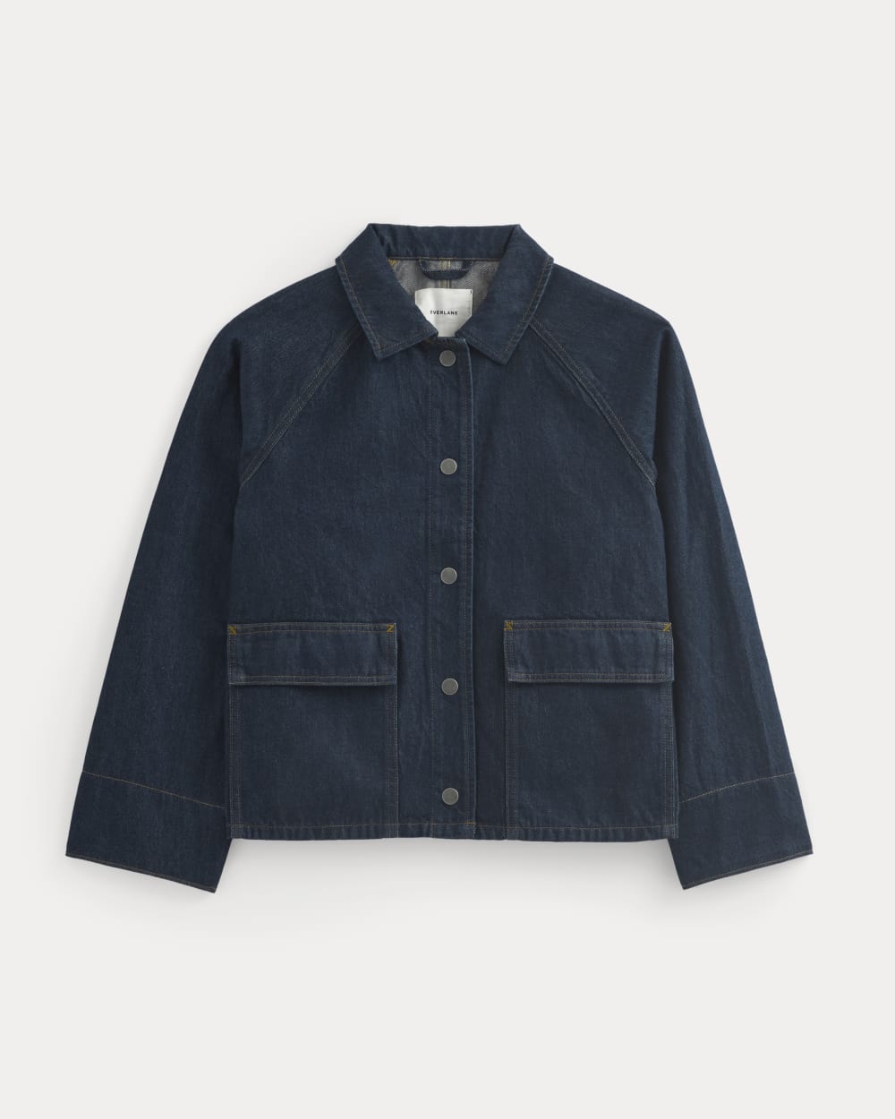 Cropped Denim Jacket in Garment-Dyed Indigo — alternate view