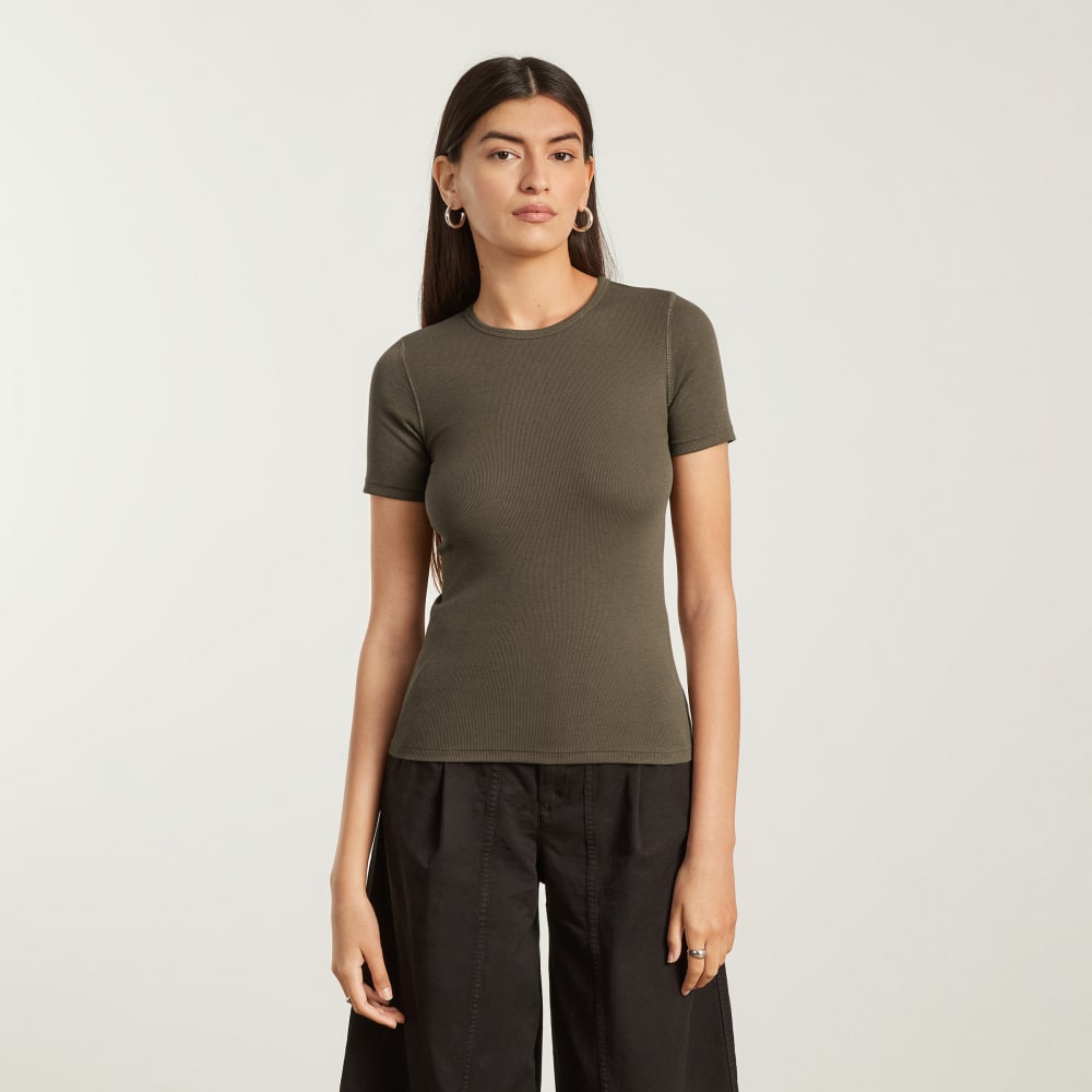 The Pima Micro-Rib Crew Tee in Beech — alternate view
