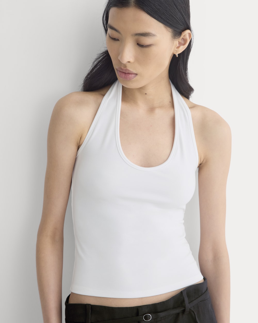 Halter Tank in White — detail view