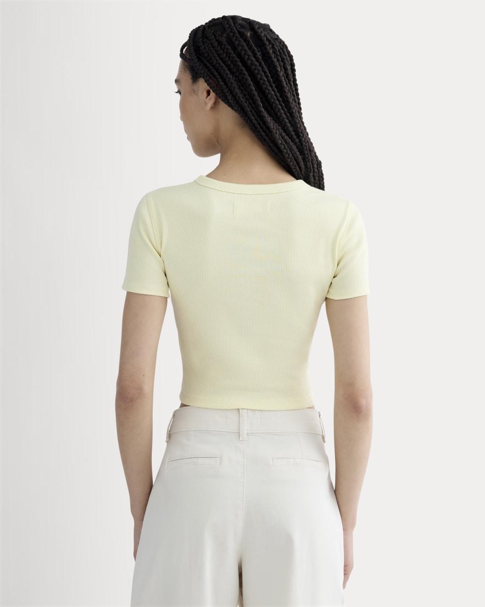 The ’90s Rib Tee in Light Yellow — detail view