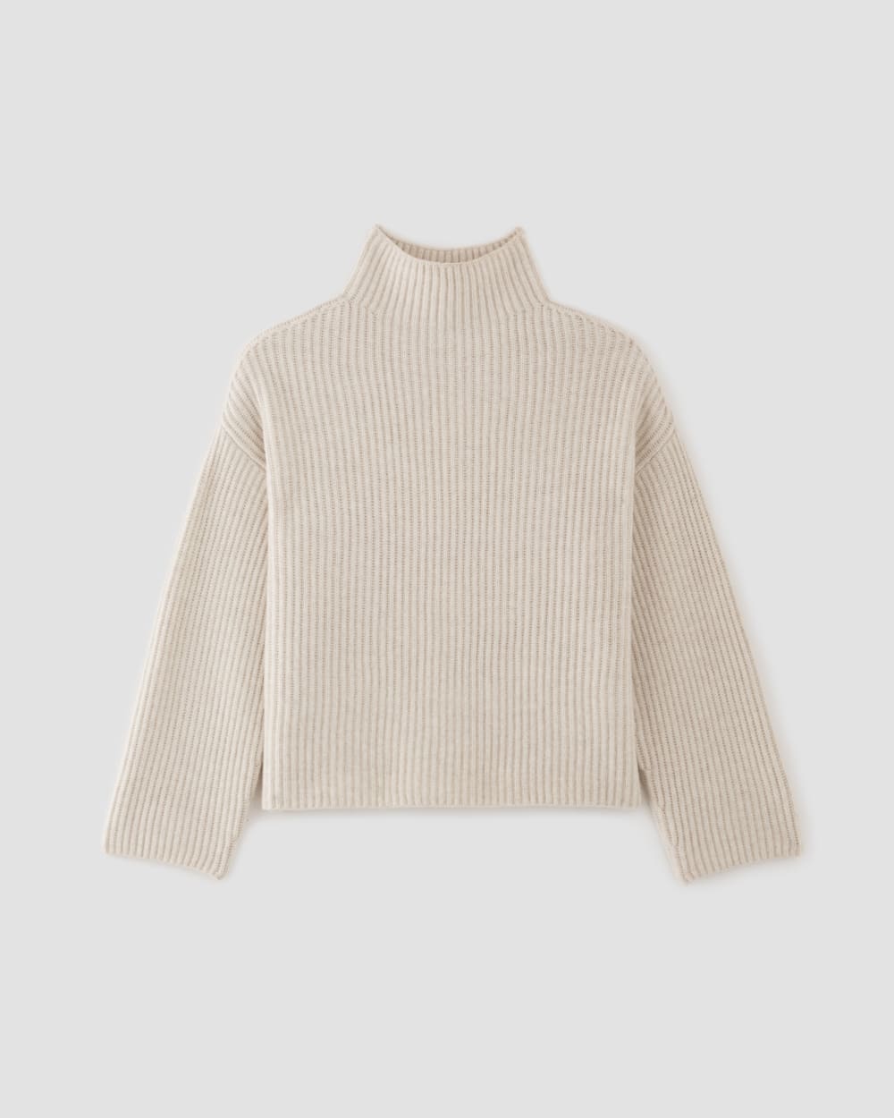 The Felted Merino Funnel-Neck Pullover in Heathered Oat — alternate view