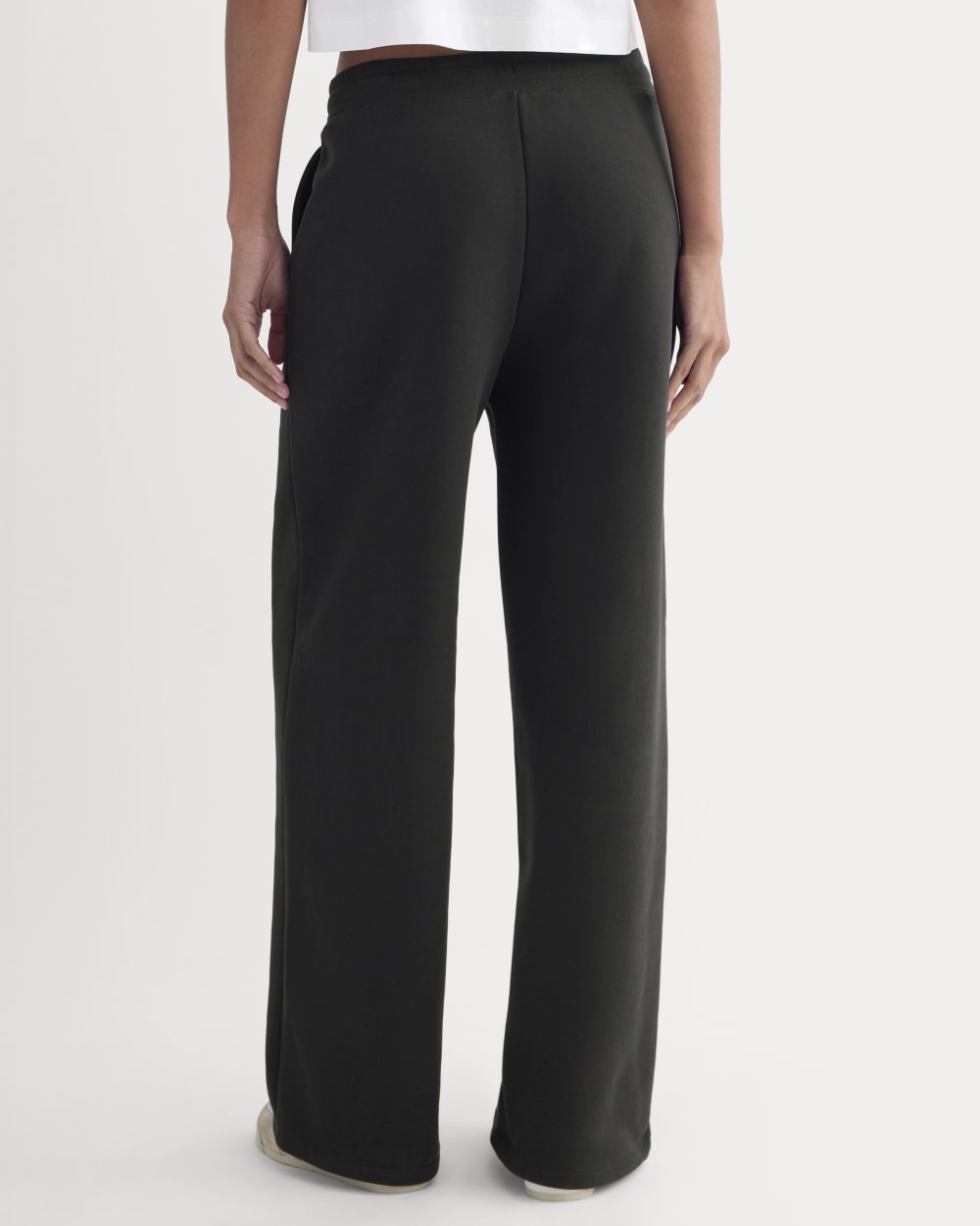 Luxe Fleece Wide-Leg Sweatpant in Black — detail view