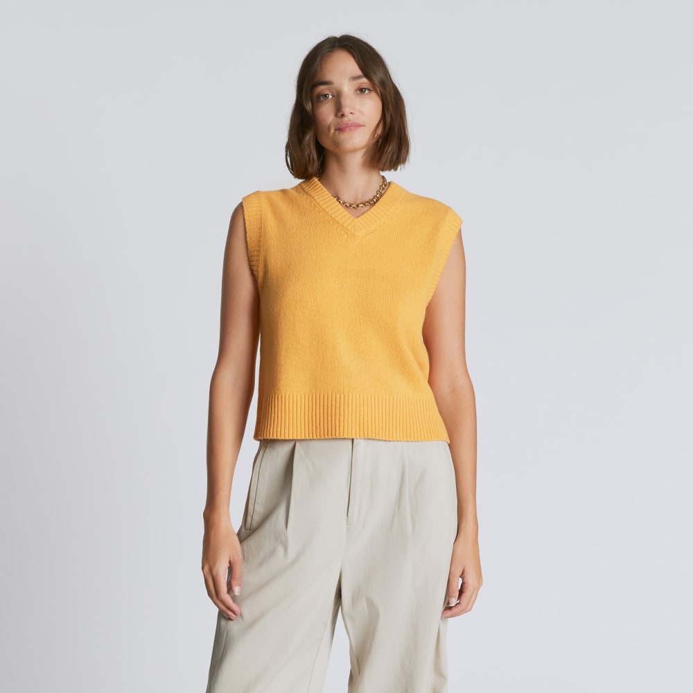 The Cashmere Vest in Kumquat — front view