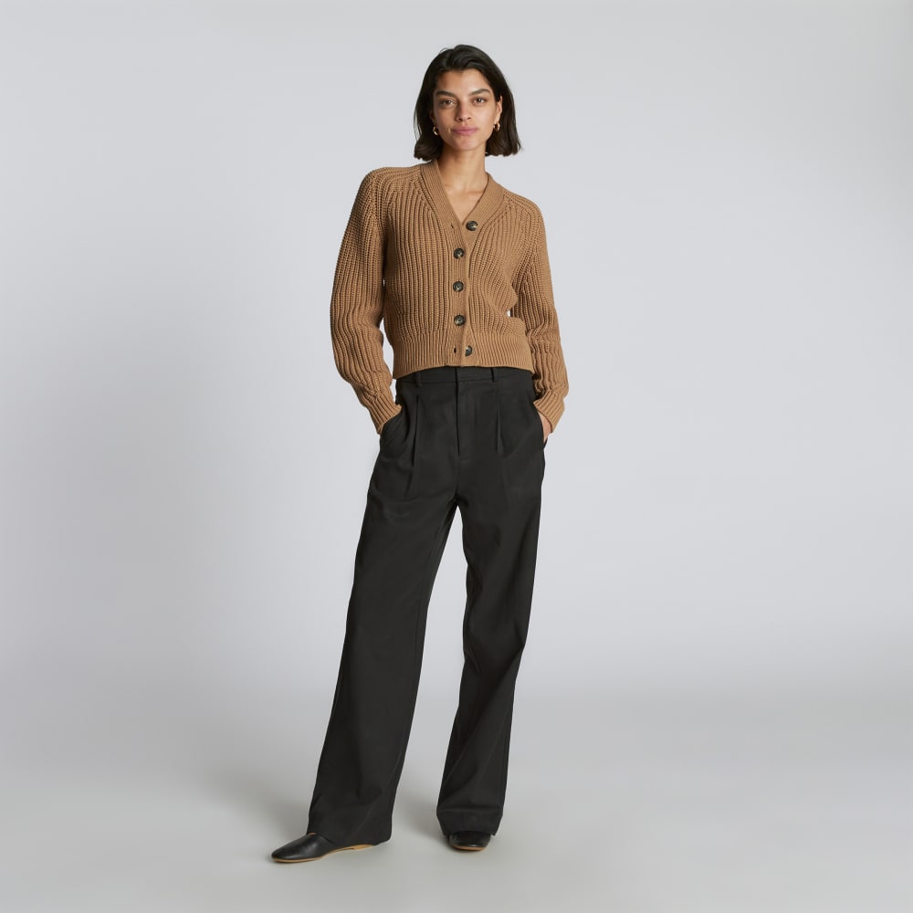 The Texture Cotton Cardigan in Cappuccino — detail view
