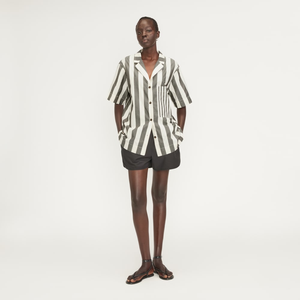 The Poplin Shirt in Bone / Black — detail view