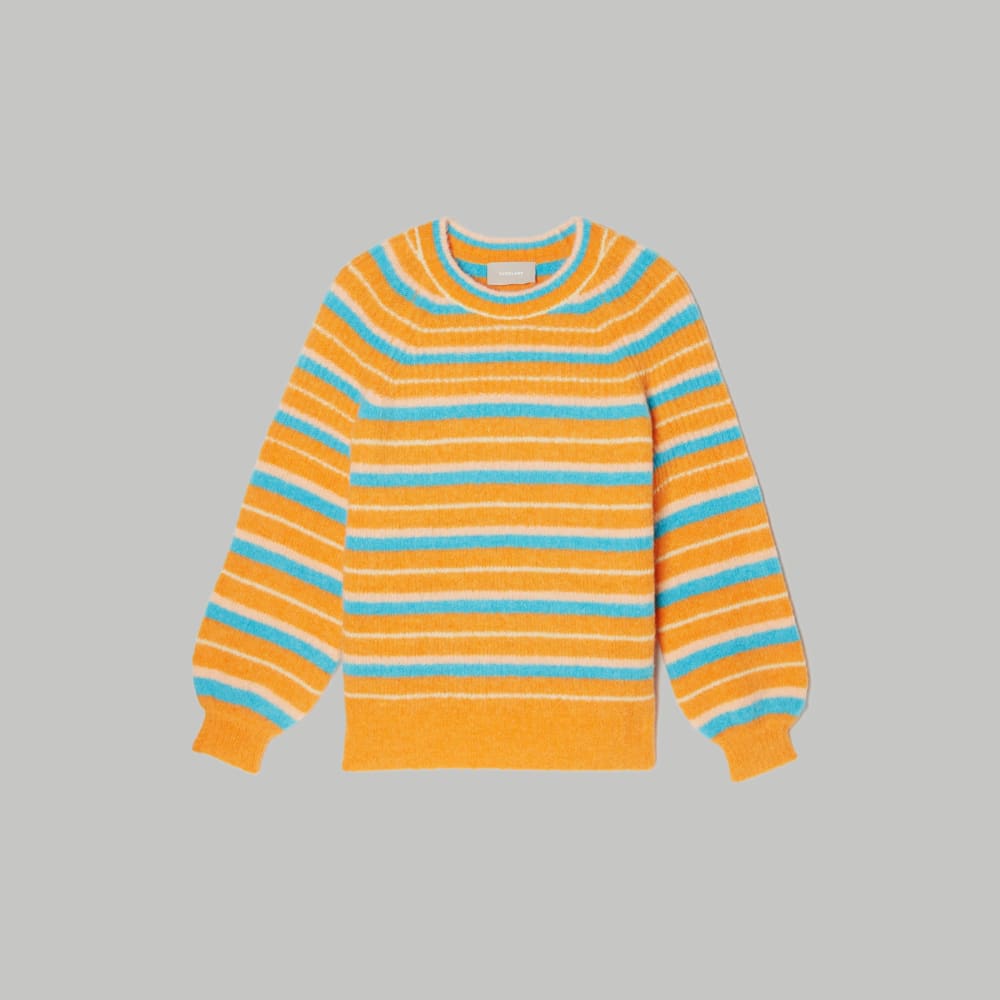 The SuperFuzz Alpaca Oversized Crew in Turmeric Stripe — alternate view