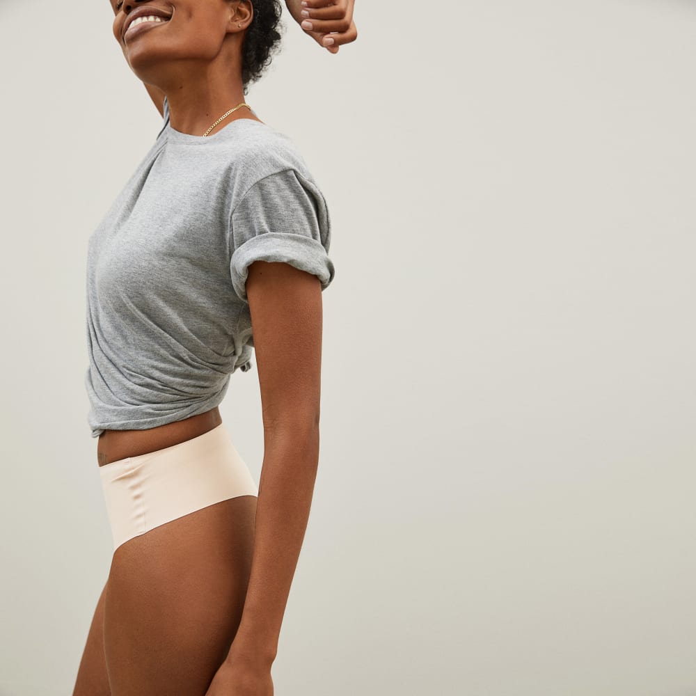 The Invisible High-Rise Thong in Light Tan — detail view