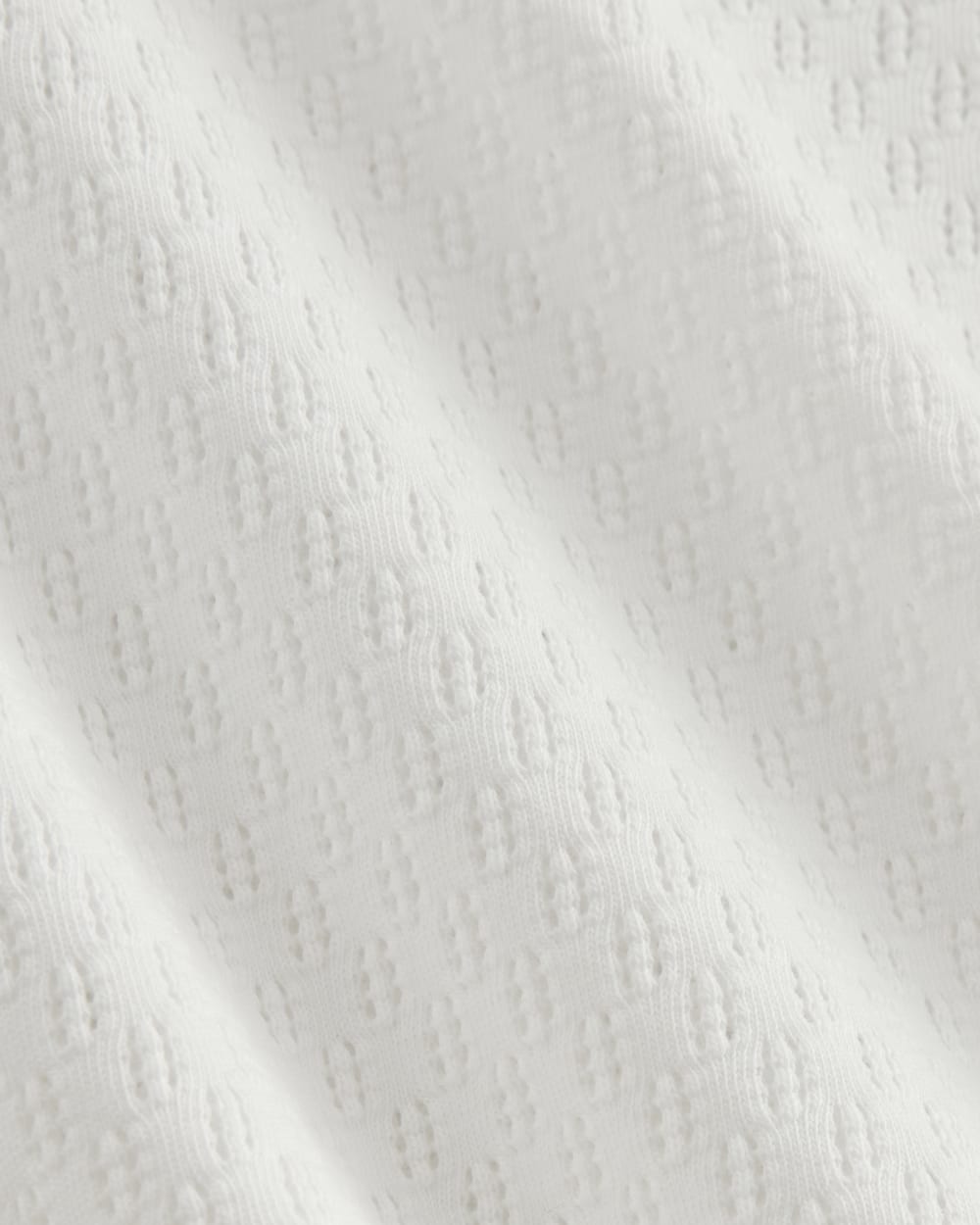 The Pointelle Scoop-Neck Top in White — detail view