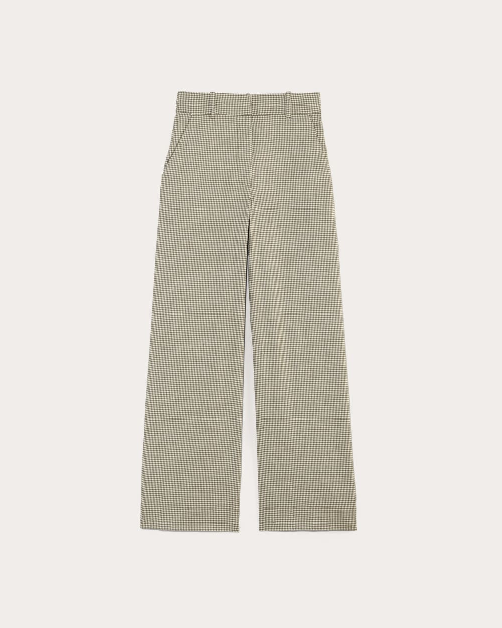 The Wide-Leg Pant in Stretch Linen in Deep Taupe Mini Gingham — alternate view