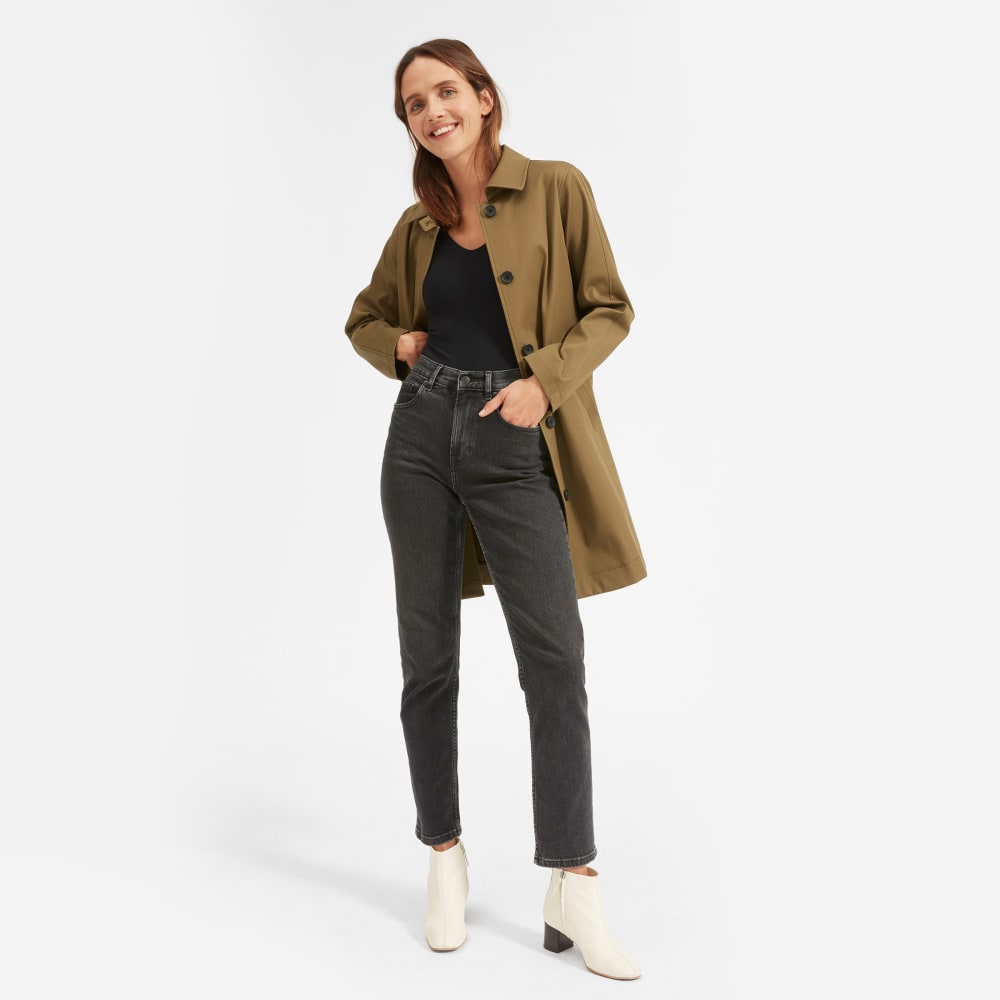 The Long-Sleeve V-Neck Bodysuit in Black — detail view