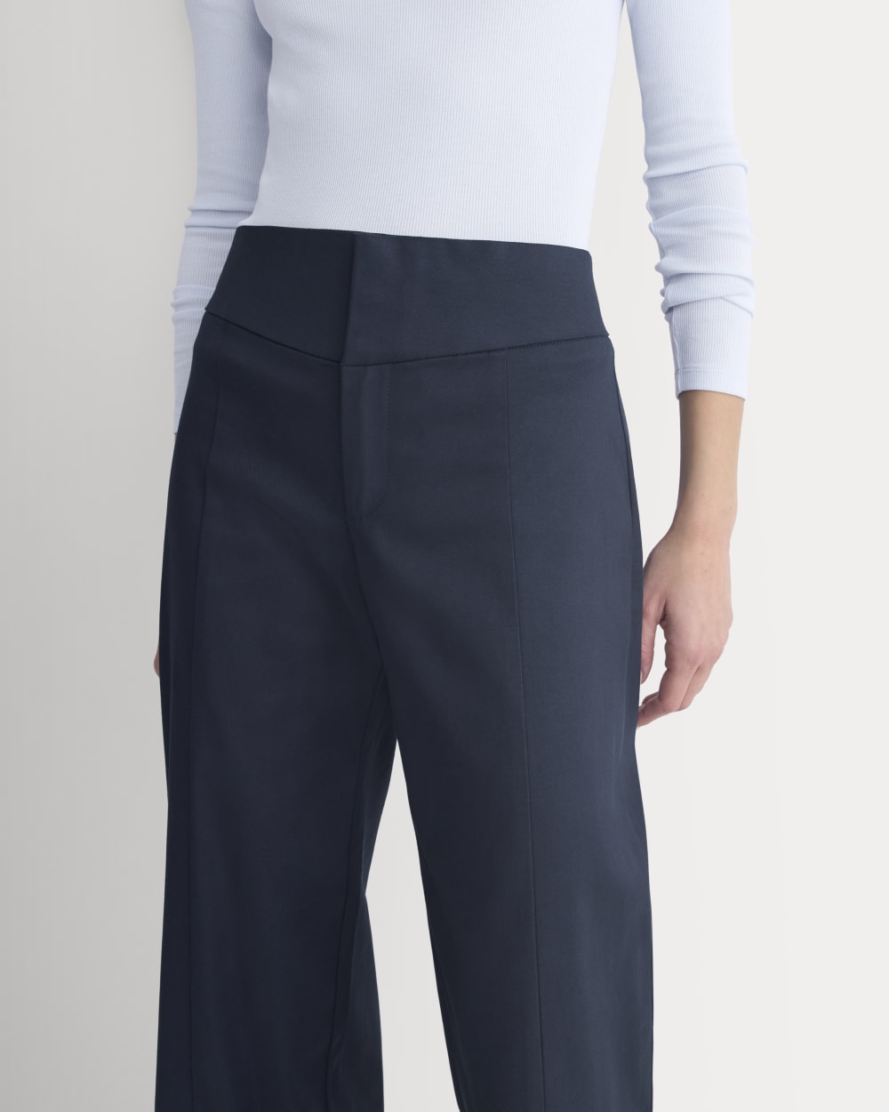 Tailored Drape Seam Pant in Navy — detail view