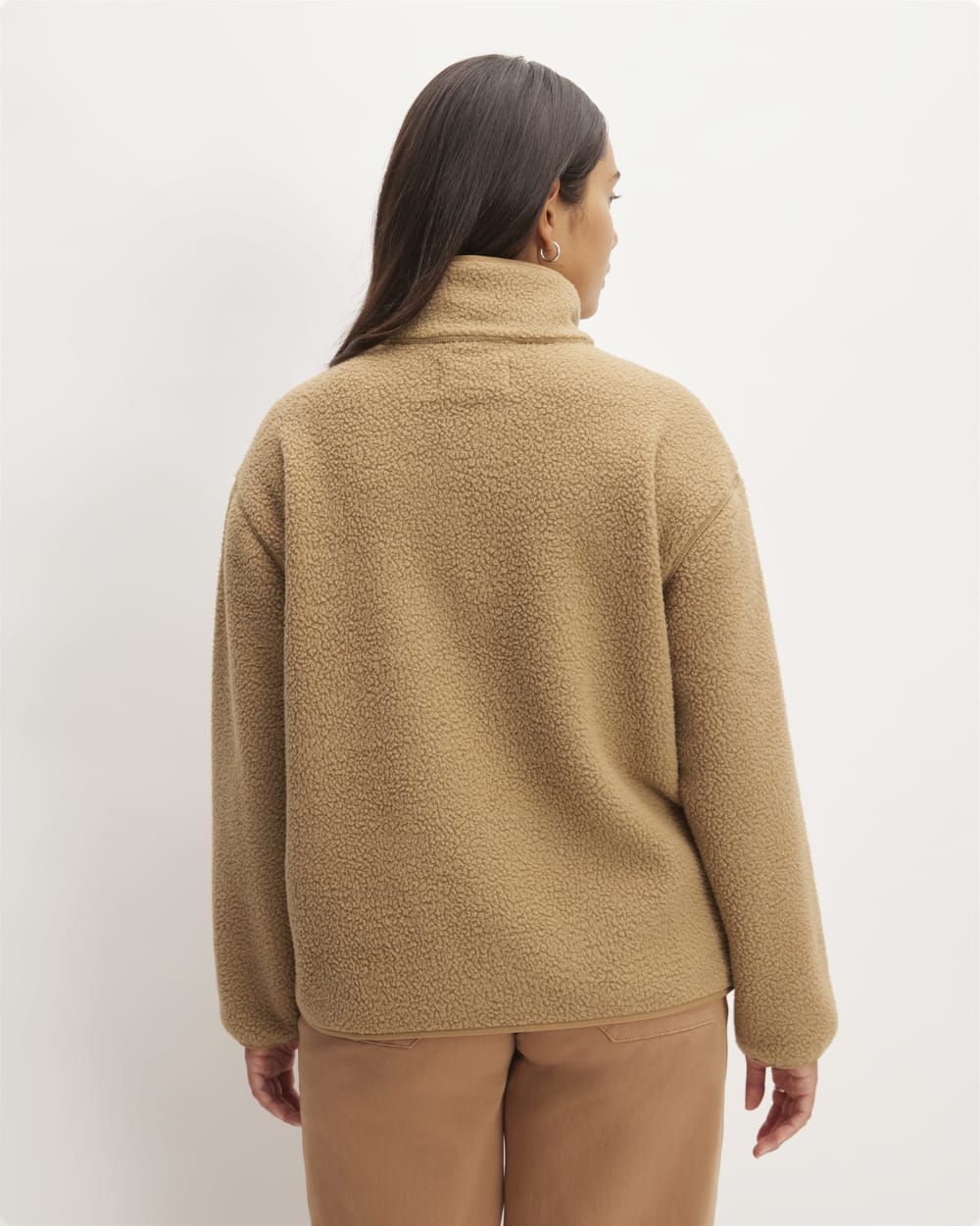 The ReNew Fleece Oversized Half-Zip in Tiger's Eye — detail view