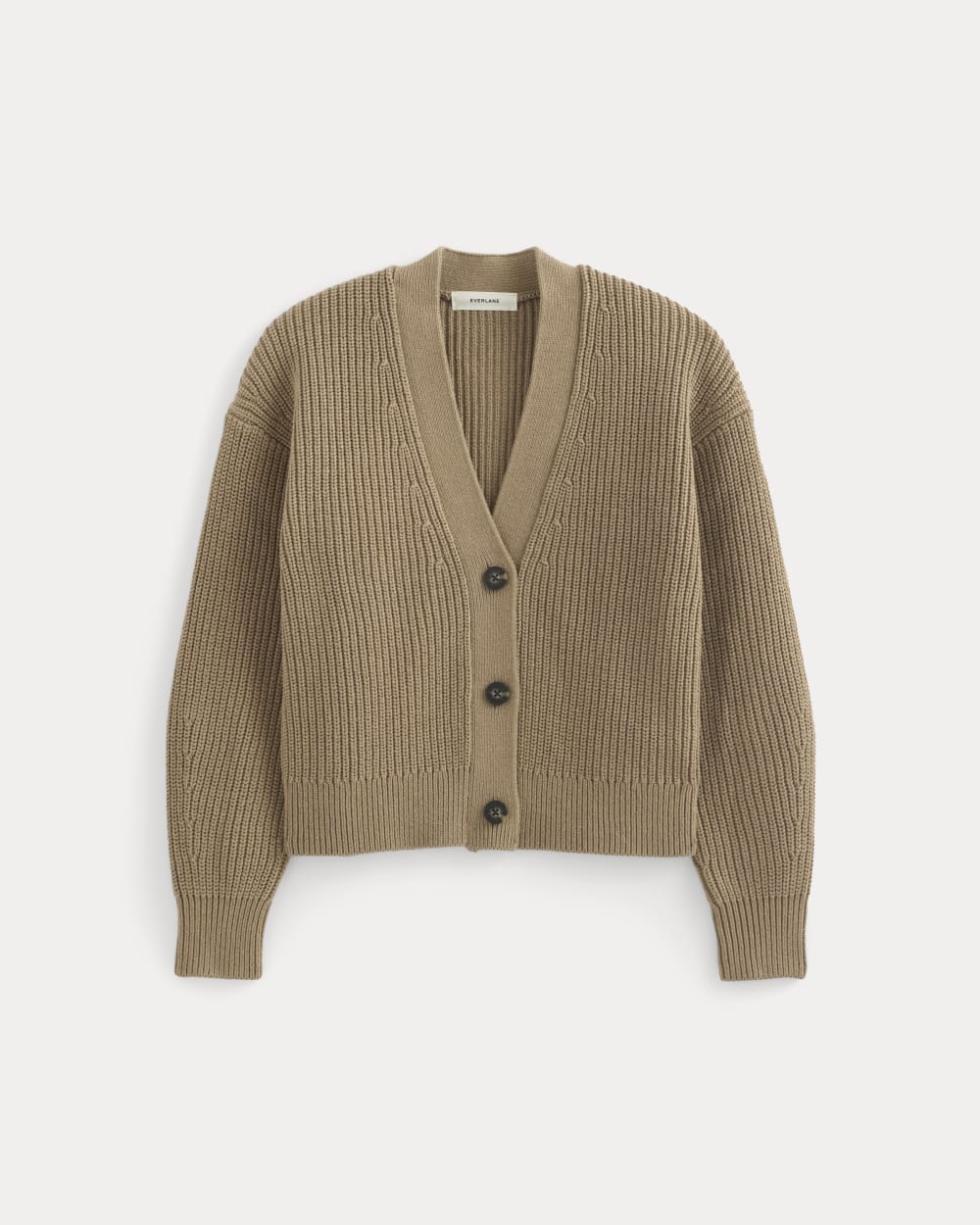 The Boxy Cardigan in Everyday Cotton in Dark Heathered Camel — alternate view