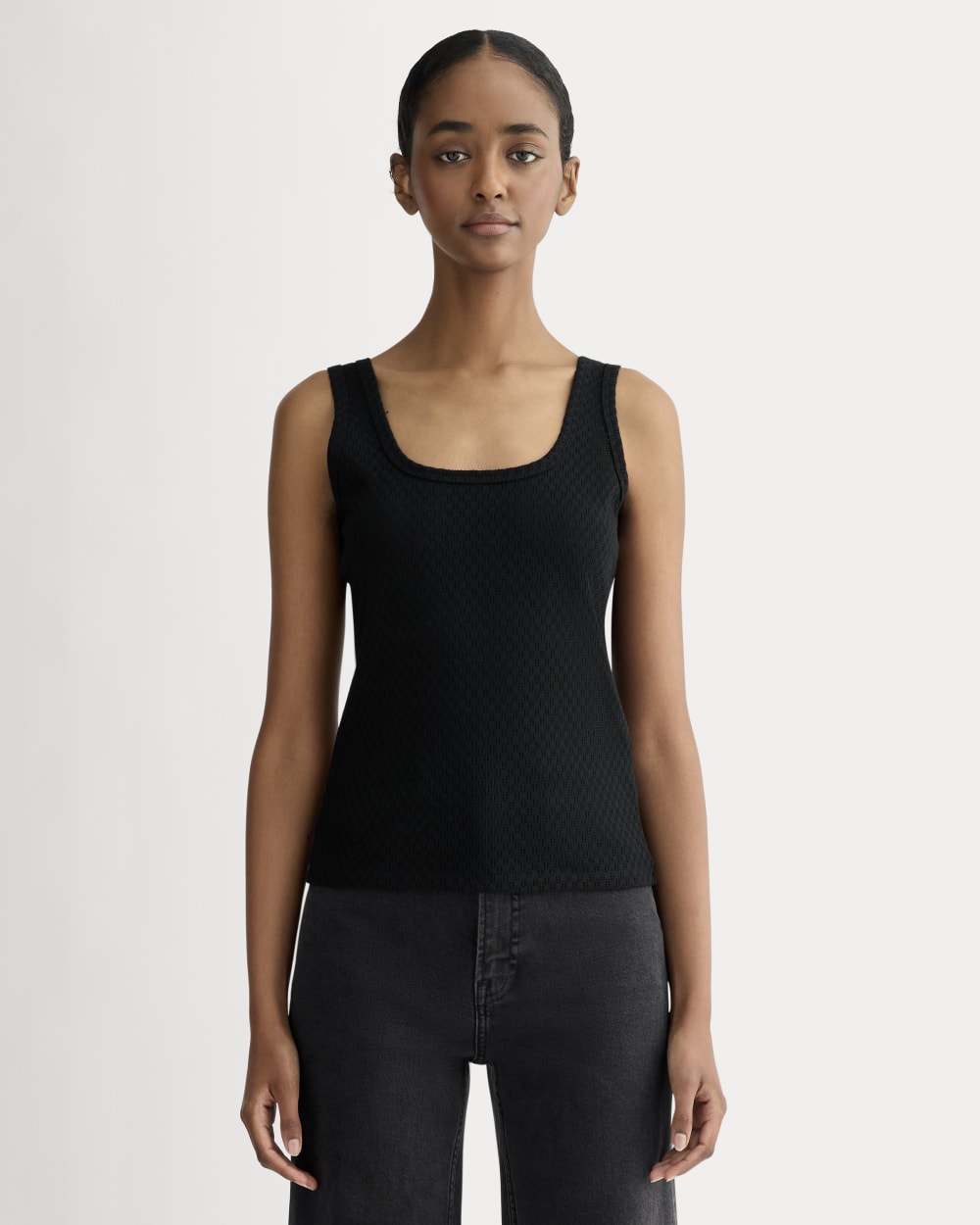 The Pointelle Cami in Black — front view