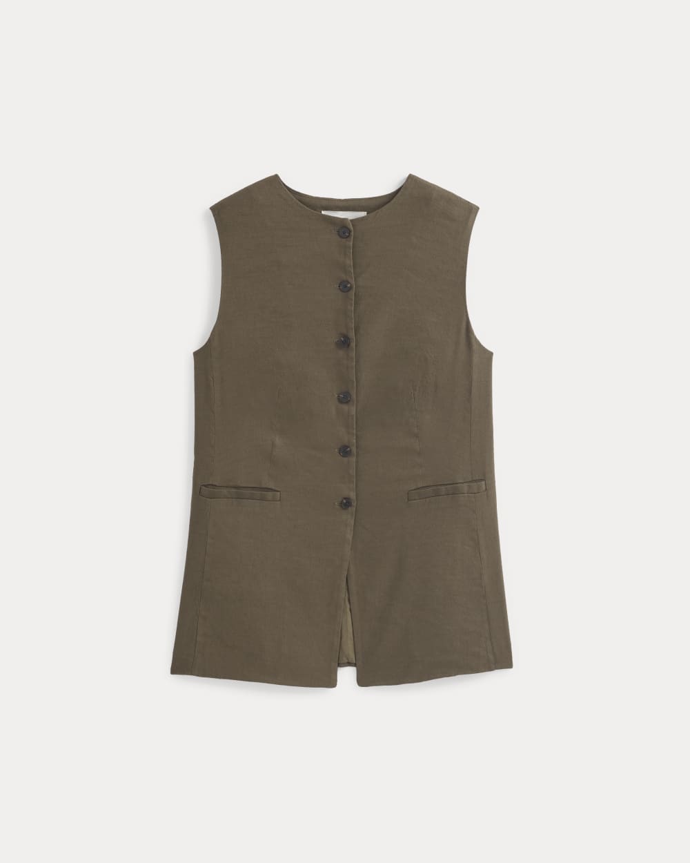 Long Vest in Stretch Linen in Beech — alternate view